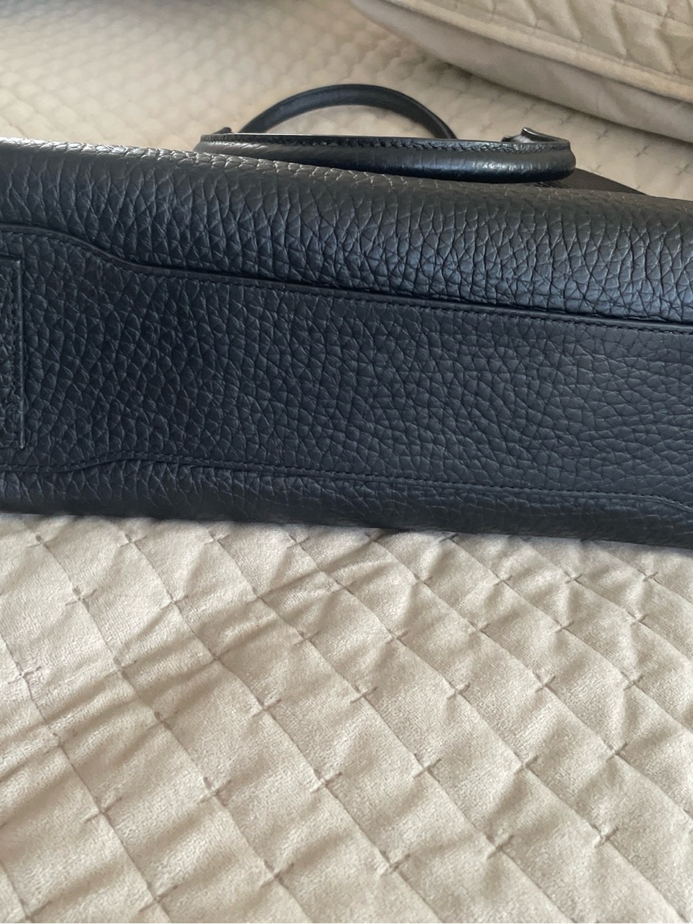 Furla Black Pebbled Leather Satchel with Gold Buckle - Picture 7 of 16